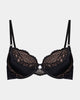 Amara Contour Balconette Bra in BLACK. Flat lay front view