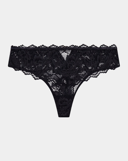 Addison Thong in BLACK. Flat lay front view