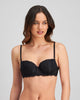 Model wears Sofia Contour Bra in BLACK. On body front view