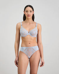 Amplify Underwire Bra in SKYWAY. Feature shot