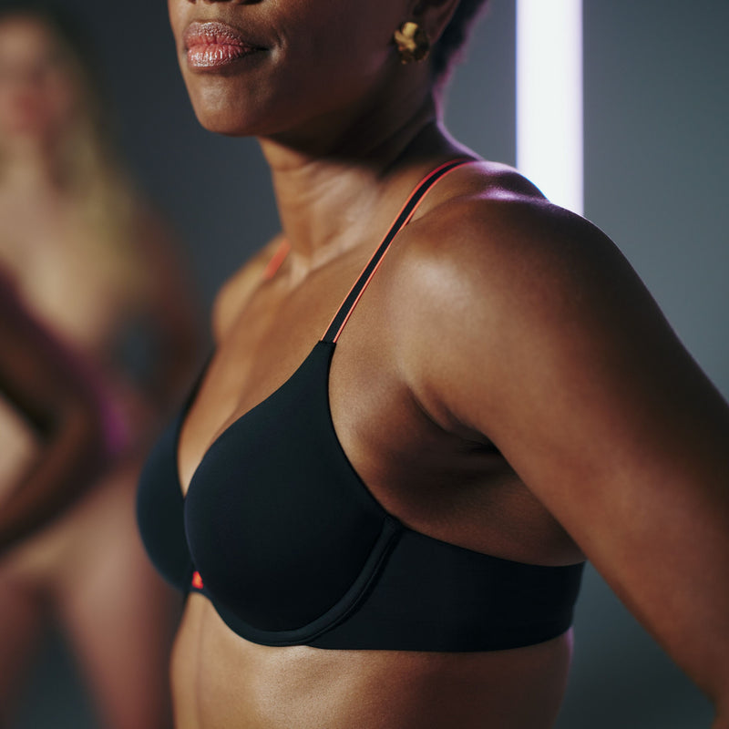 Hold Me Contour Bra in BLACK/NEON. Feature shot