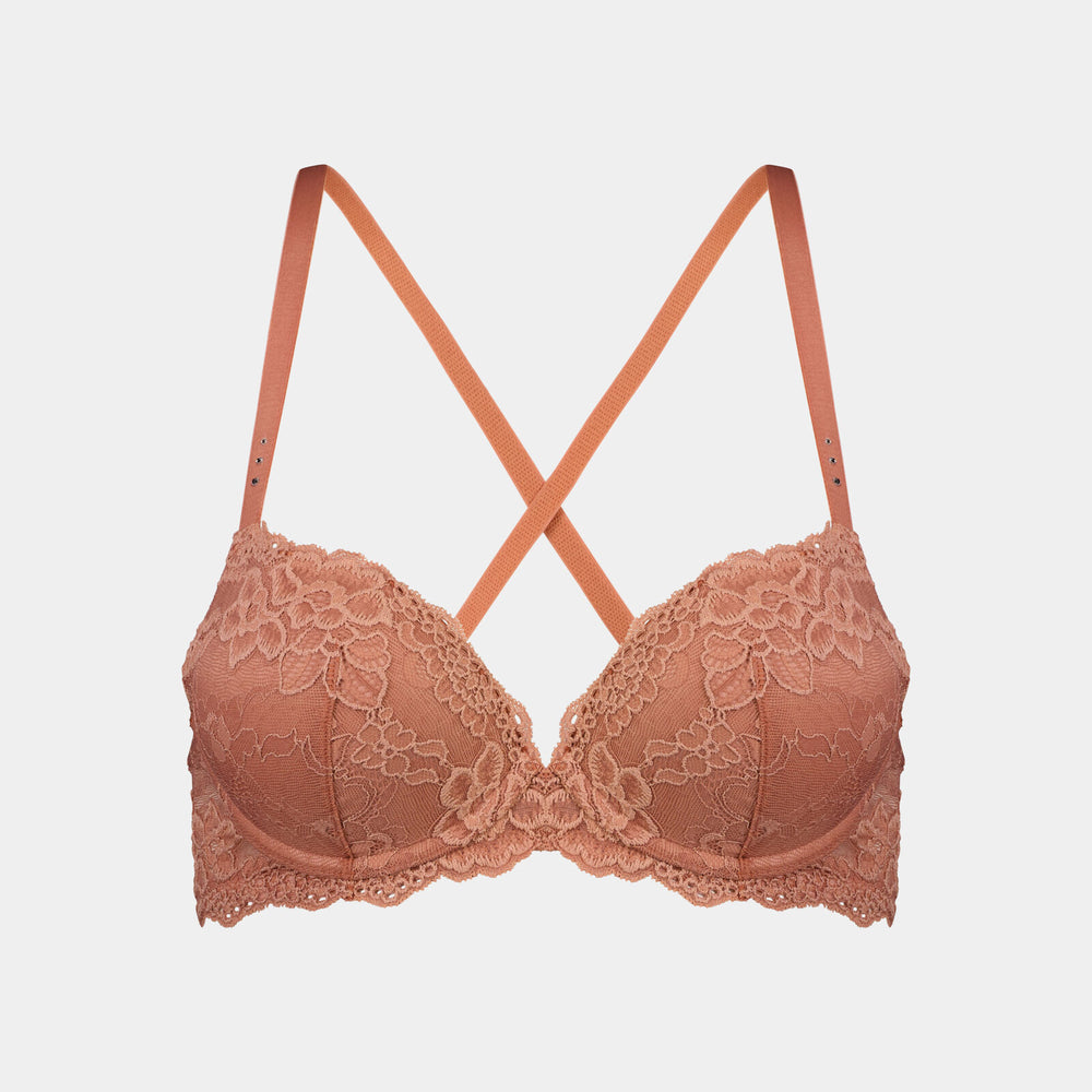 My Fit Lace Push Up Bra in CINNAMON. Feature shot