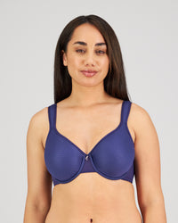 Model wears Perfect Lines Contour Bra in BLUE RIBBON. On body front view