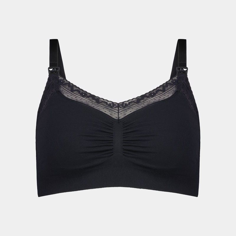 Bendon Nurture Maternity Bra in BLACK. Flat lay front view