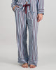 Model wears Cabana Stripe Long Pj Pant in COOL BLUE. On body front view