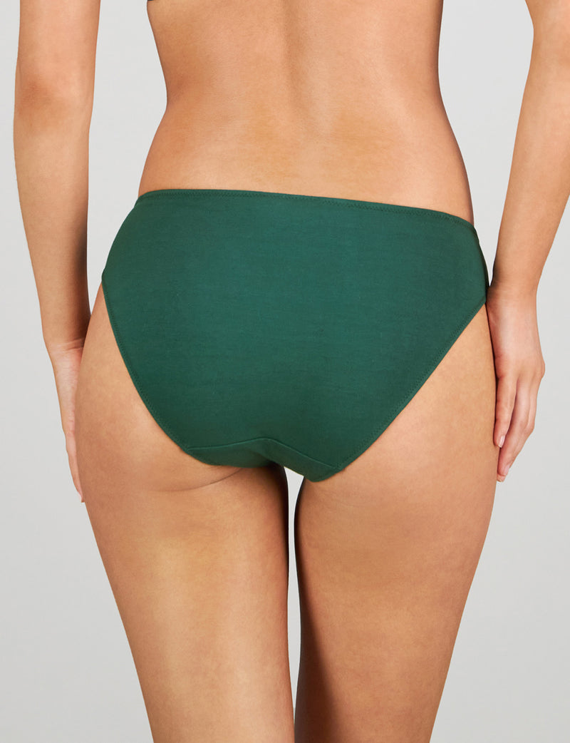 Model wears Embrace Bikini in RAIN FOREST. On body back view