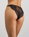 Midnight Magic Tanga in BLACK. Flat lay back view