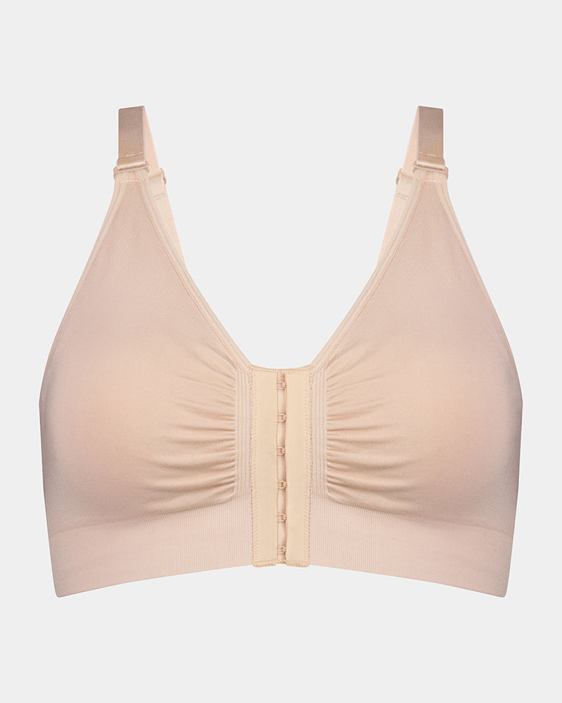 Bendon Restore Wire Free Front Opening Bra in LATTE. Flat lay front view