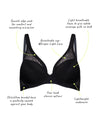 Bendon Whisper Contour Bra in BLACK. Flat lay back view