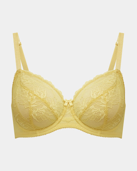 Kaia Underwire Bra in LEMON MERINGUE. Flat lay front view