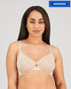 Model wears Manifest Underwire Bra in LATTE. On body front view