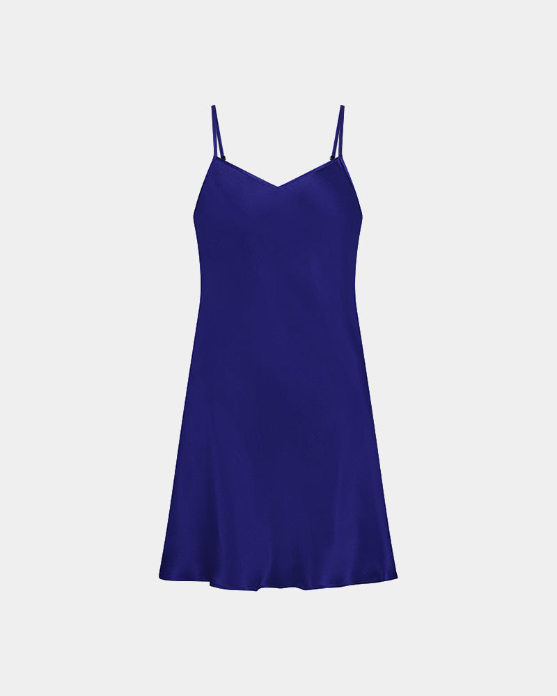 Silk Brilliance Chemise in INK. Flat lay front view