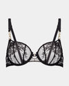 Scarlet Lover Underwire Bra in BLACK. Flat lay front view