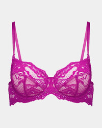 My Fit Lace Underwire Bra in FANTASY FUCHSIA. Flat lay front view