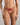 Model wears Niara Thong in JESTER RED. On body front view