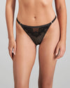 Model wears Bianca Nera Thong in BLACK. On body front view