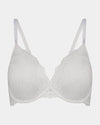 My Fit Lace Contour Bra in WHITE. Flat lay front view