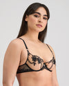 Niara Underwire Bra in BLACK. Flat lay back view