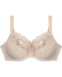 Coral Underwire Bra in LATTE. Flat lay front view