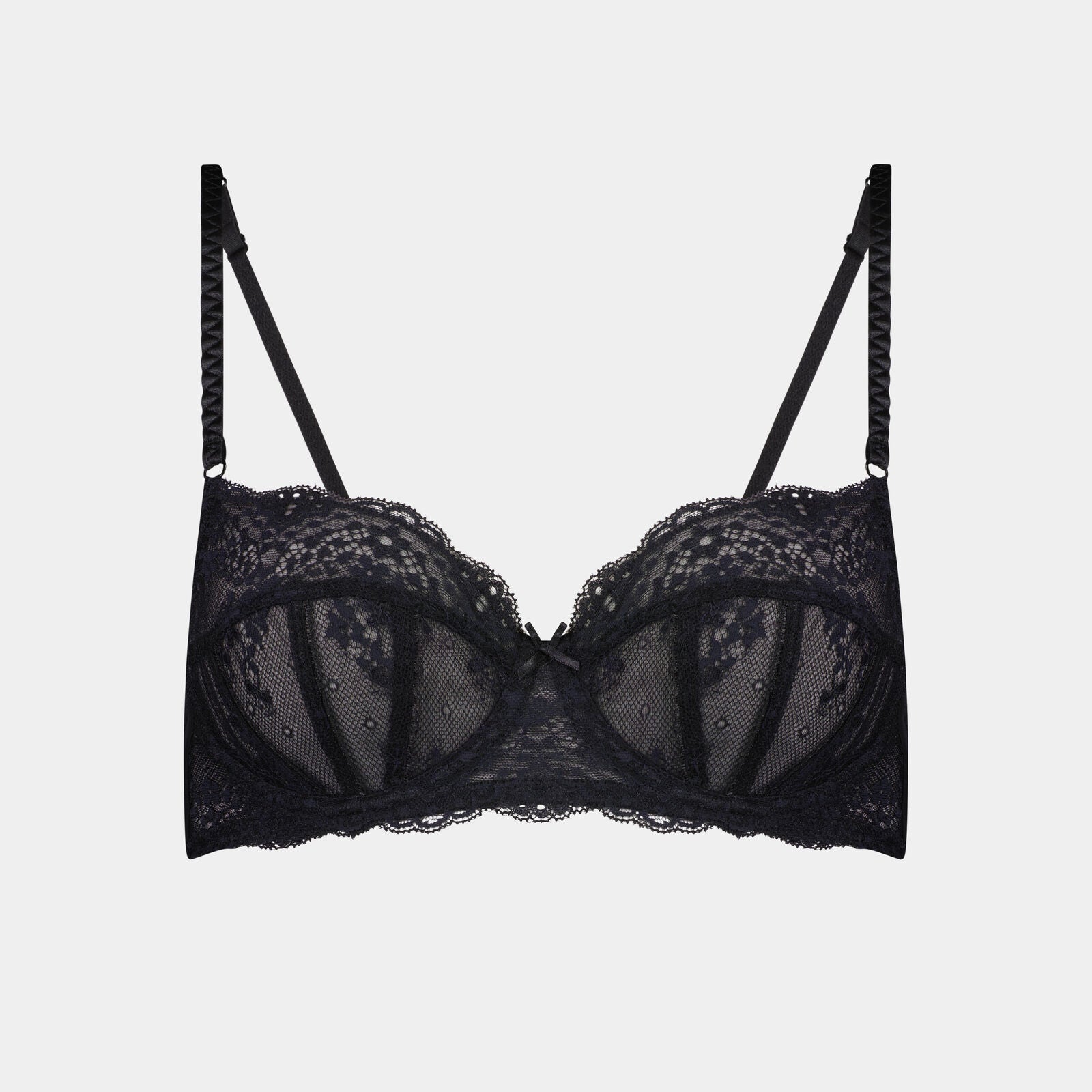 Sofia Underwire Bra in BLACK. Flat lay front view