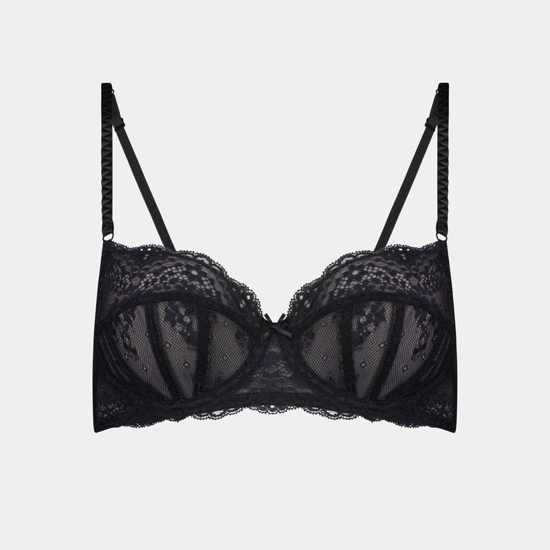 Sofia Underwire Bra in BLACK. Flat lay front view