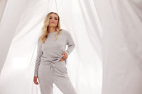 Insomnia Long Sleeve Top in LIGHT GREY MARLE. Feature shot