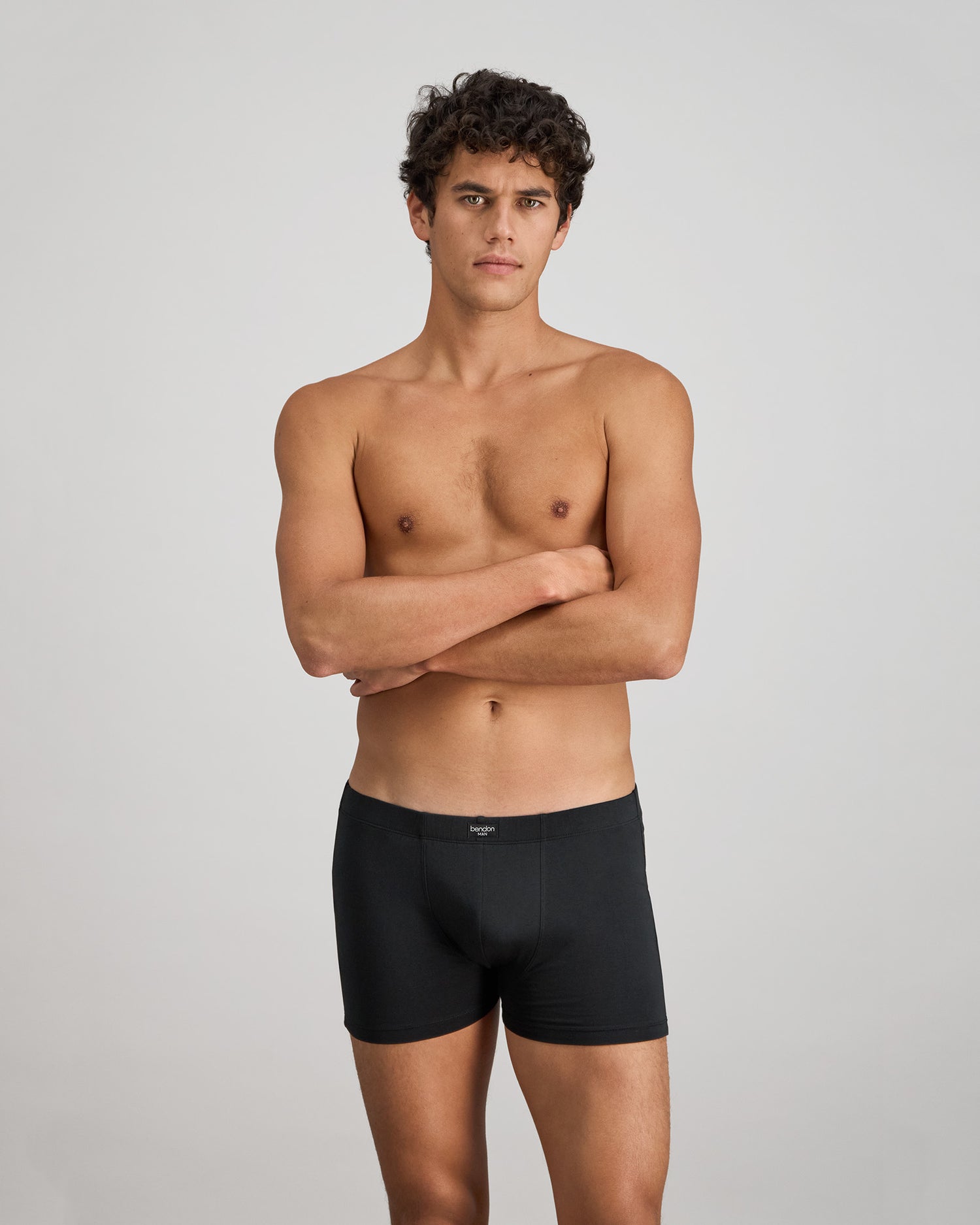 Cotton Stretch Mens Trunk in BLACK. Feature shot