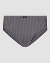 Cotton Stretch Mens Brief in ASH PINSTRIPE. Flat lay front view