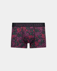 Retros Print Mens Trunk in MIDNIGHT GARDEN PRINT. Flat lay front view