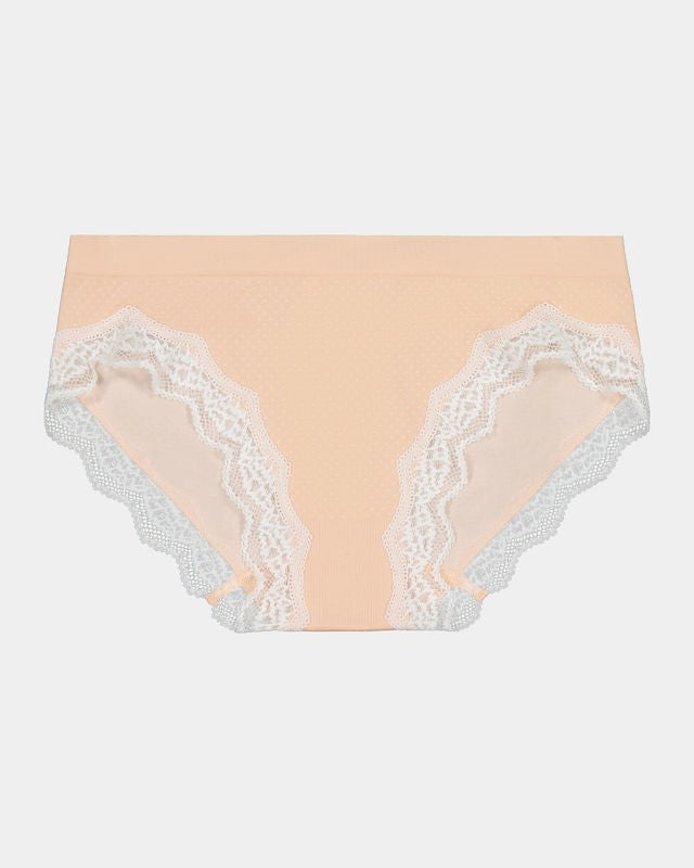 Nikki Bikini in SPANISH VILLA/WHITE. Flat lay front view