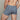 Model wears Cotton Stretch Mens Trunk in CHINA BLUE BLACK AND WHITE STR. On body back view