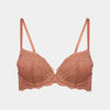 My Fit Lace Push Up Bra in CINNAMON. Flat lay front view