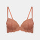 My Fit Lace Push Up Bra in CINNAMON. Flat lay front view