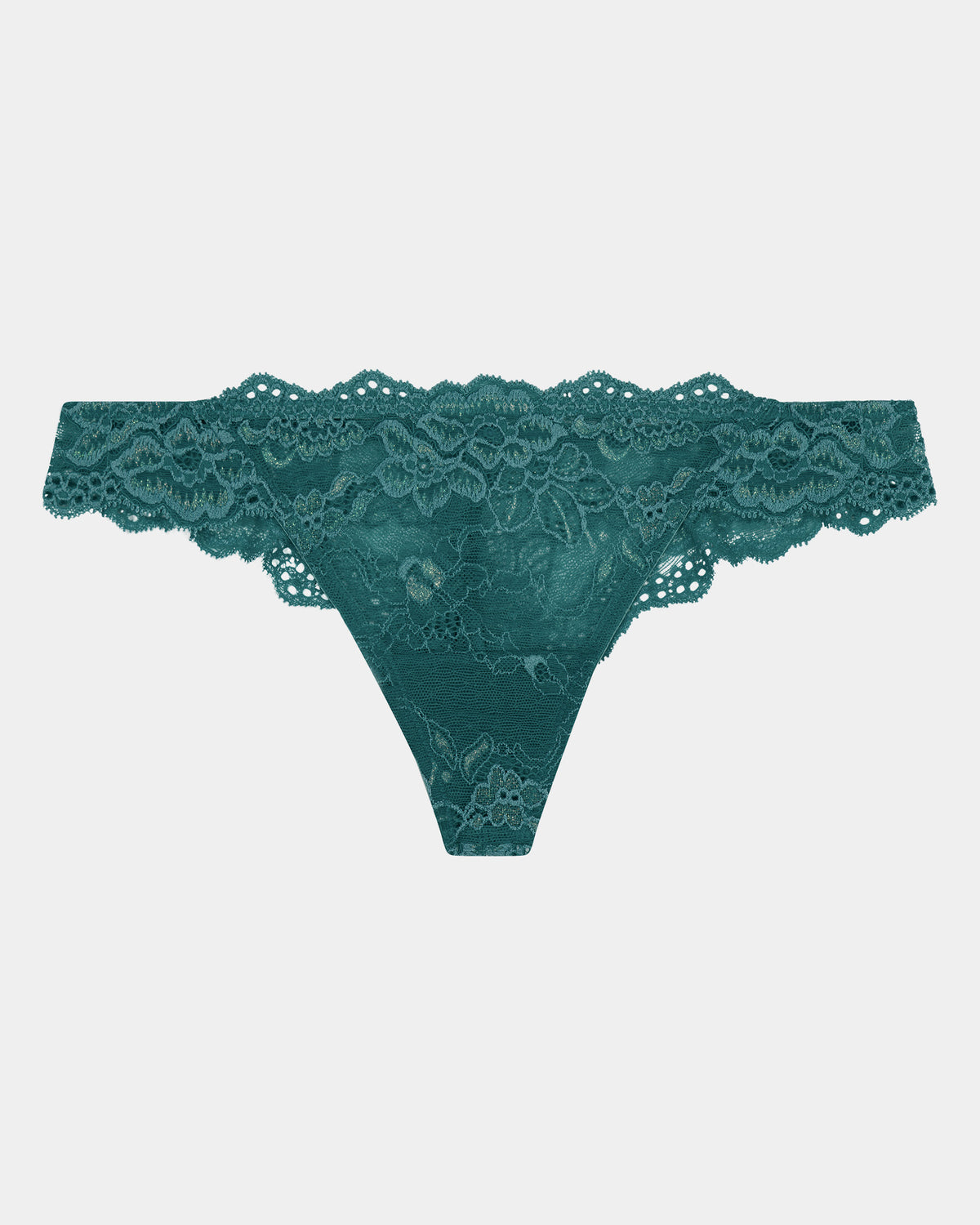 My Fit Lace Thong in MEDITERRANEA. Flat lay front view