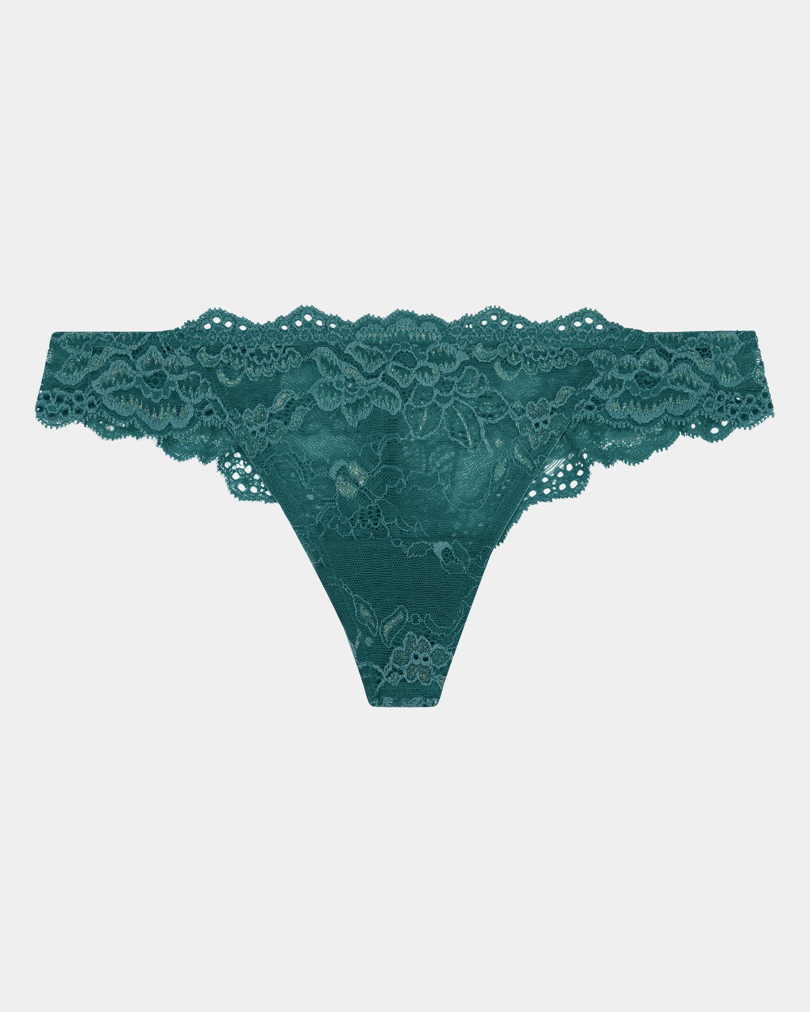 My Fit Lace Thong in MEDITERRANEA. Flat lay front view