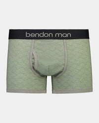Cotton Print Series Mens Trunk in ARCH GEO. Flat lay front view