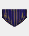 Cotton Stretch Mens Brief in PEACOAT/OAKBUFF STRIPE. Flat lay front view