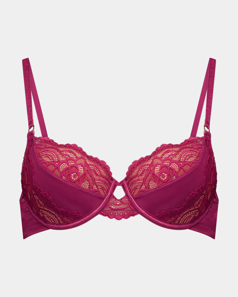 Amara Contour Bra in BEAUJOLAIS. Flat lay front view