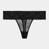 Lace Thong in BLACK. Flat lay front view