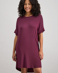 Belle Bamboo Nightie in FIG. Flat lay back view