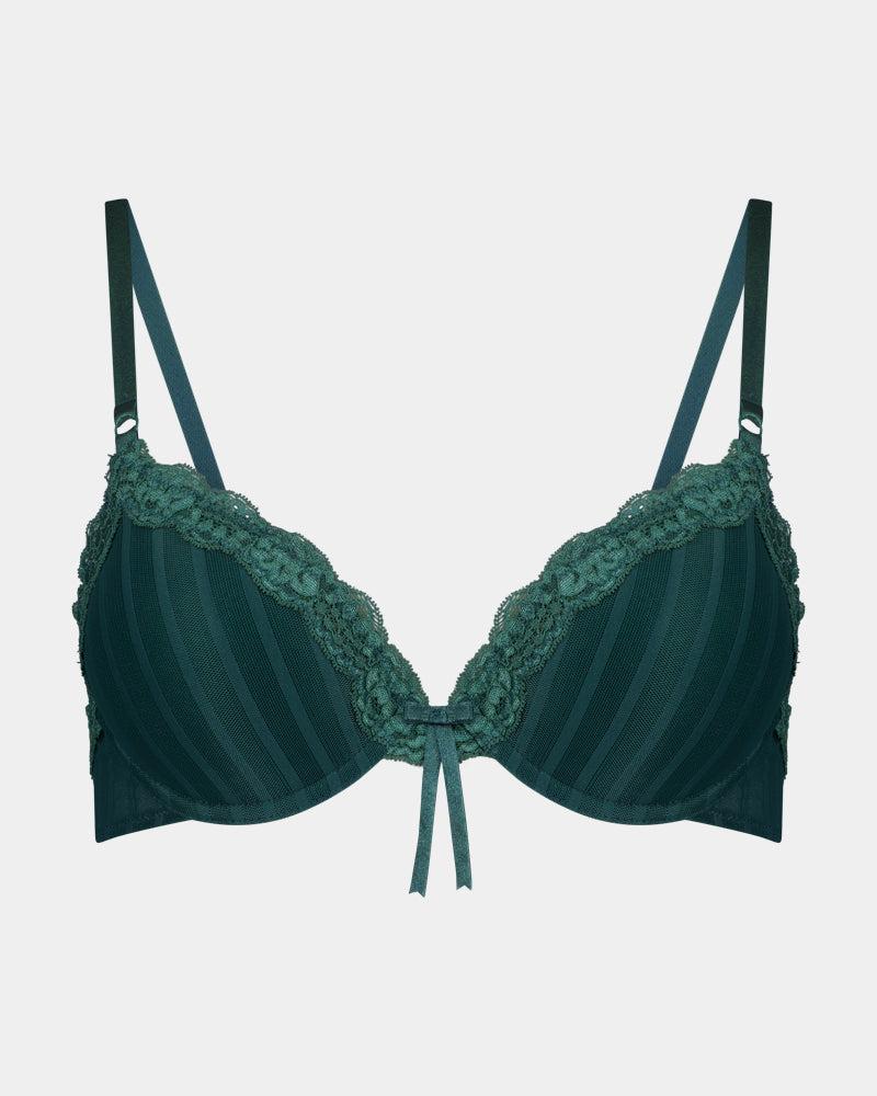 Alessandra Contour Bra in RAIN FOREST. Flat lay front view