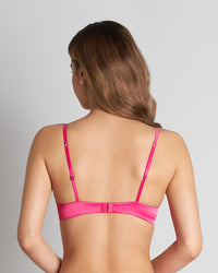 Model wears Beautiful Reasons Push Up Bra in CABARET. On body back view