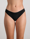 Model wears Extra-Ordinary Bikini in BLACK. On body front view