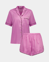 Holly Short Pj in FUCHSIA PINK. Flat lay front view