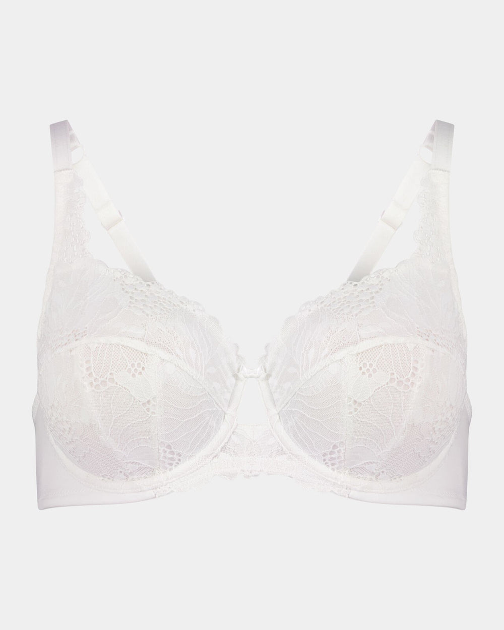 Thea Underwire Bra in WHITE. Flat lay front view