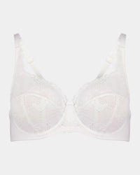 Thea Underwire Bra in WHITE. Flat lay front view