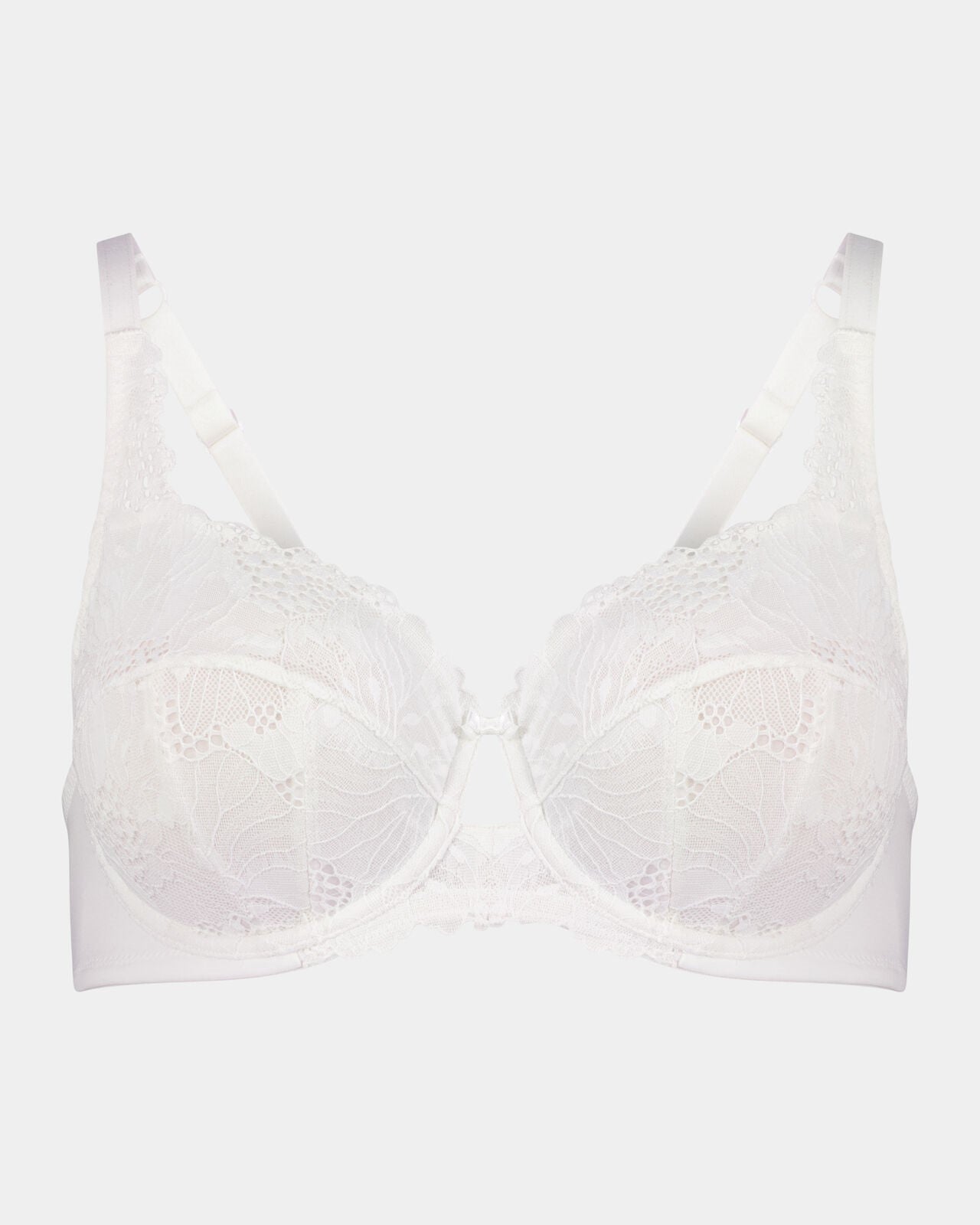 Thea Underwire Bra in WHITE. Flat lay front view