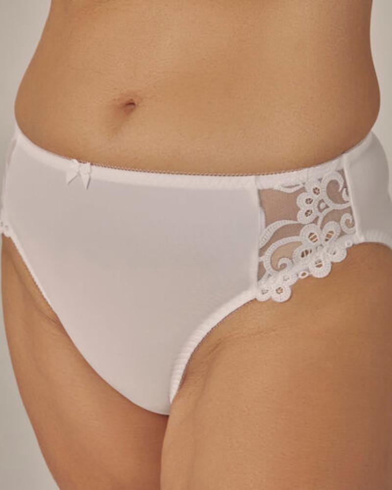 Coral High Cut Brief in WHITE. Feature shot