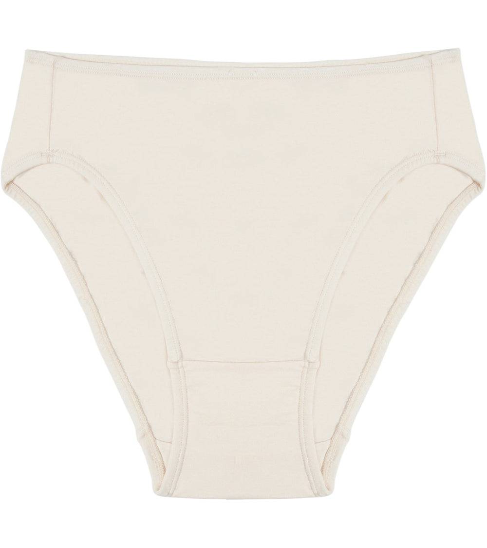 Freestyle High Cut Brief in CHAMPAGNE. Flat lay front view