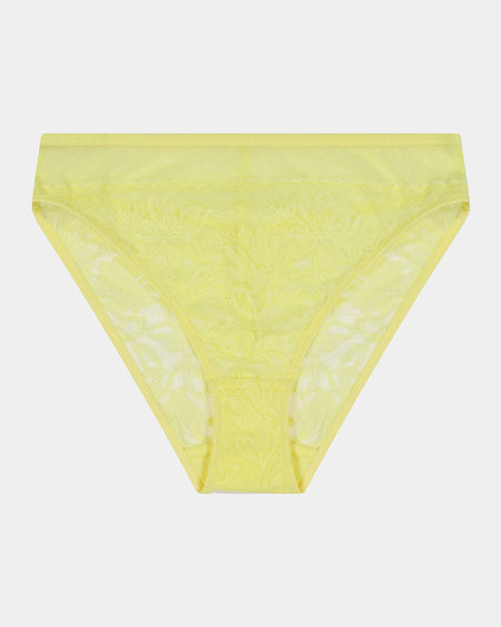 Elevate High Cut Brief in LEMON MERINGUE. Flat lay front view